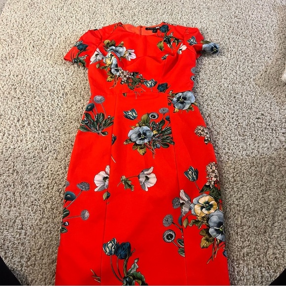 Black Halo Red Floral Jodee Dress - Picture 4 of 11